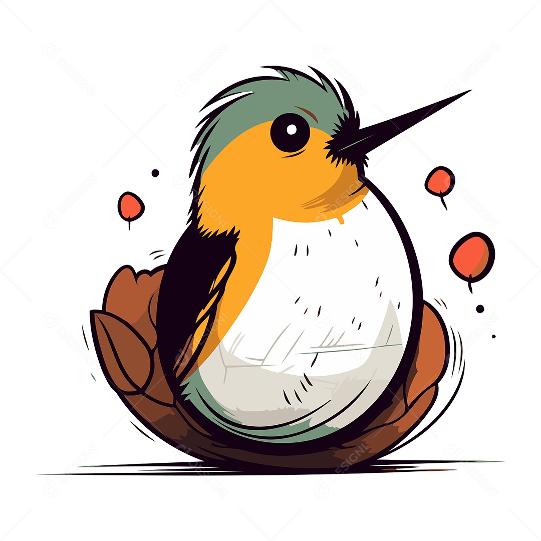 Pássaro Fofo de Desenho Animado Ilustração Vetor EPS