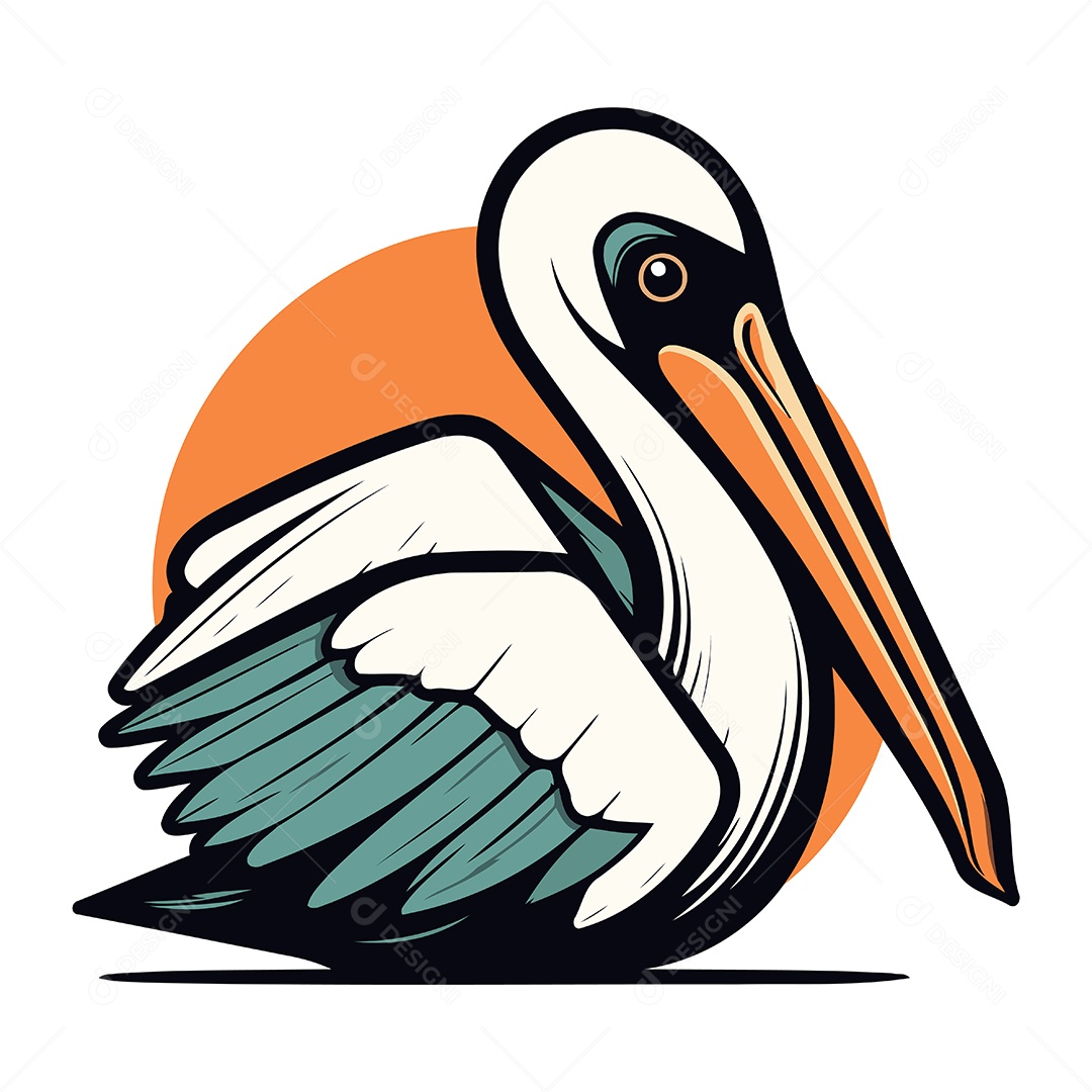 Pelicano de Desenho Animado Ilustração Vetor EPS