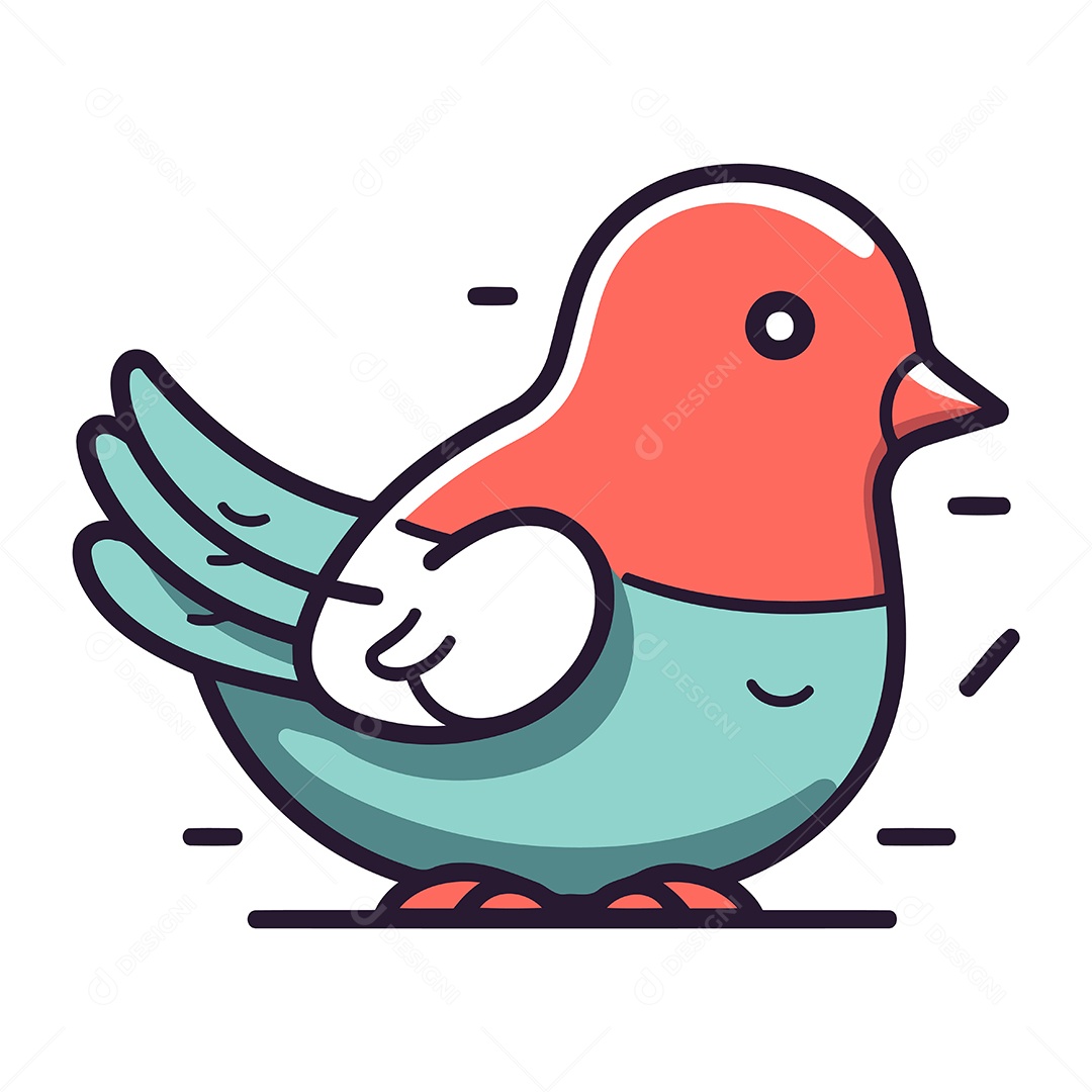 Pássaro Fofo de Desenho Animado Ilustração Vetor EPS