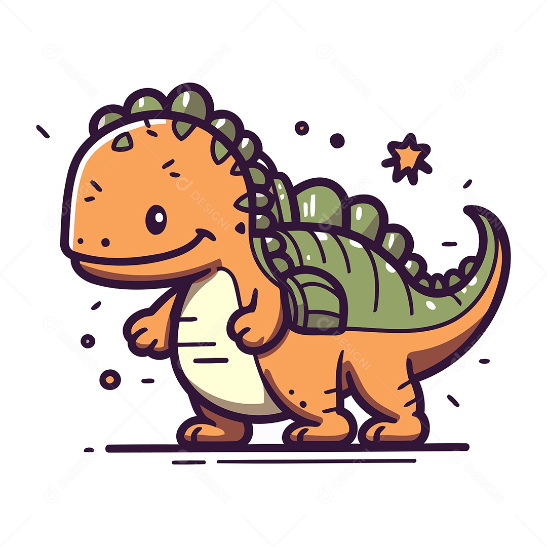 Dinossauro Fofo de Desenho Animado Ilustração Vetor EPS