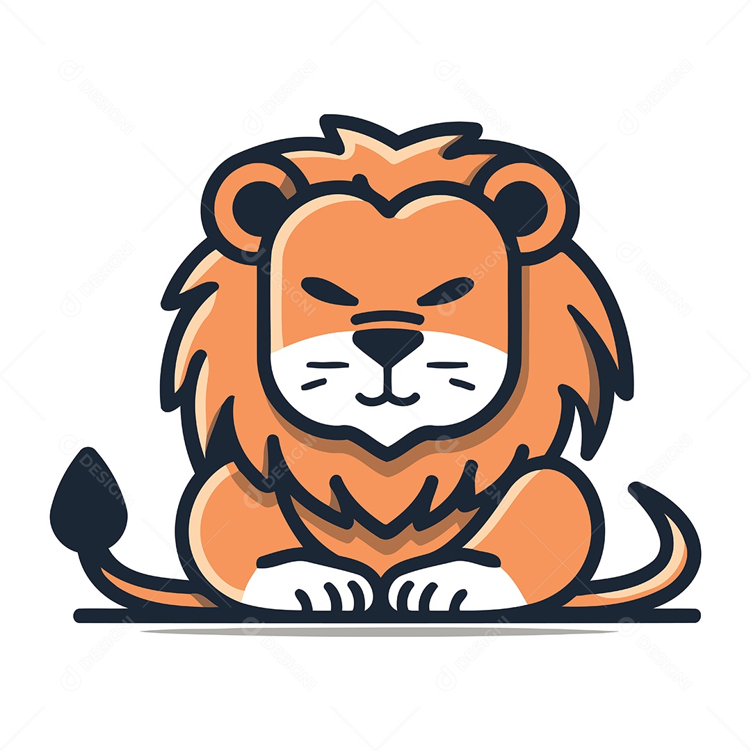 Leão de Desenho Animado Ilustração Vetor EPS