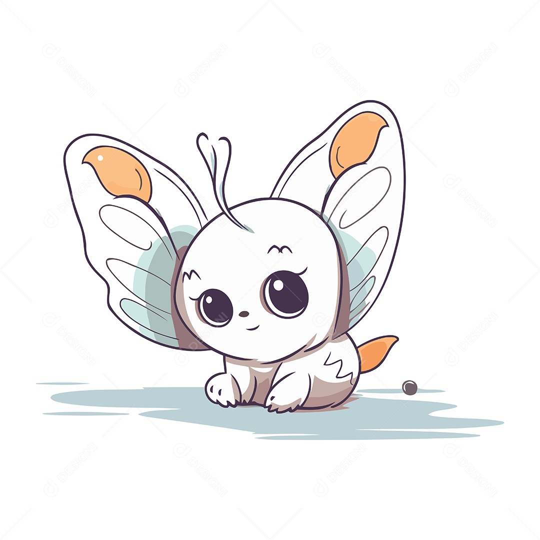 Borboleta Fofa de Desenho Animado Ilustração Vetor EPS