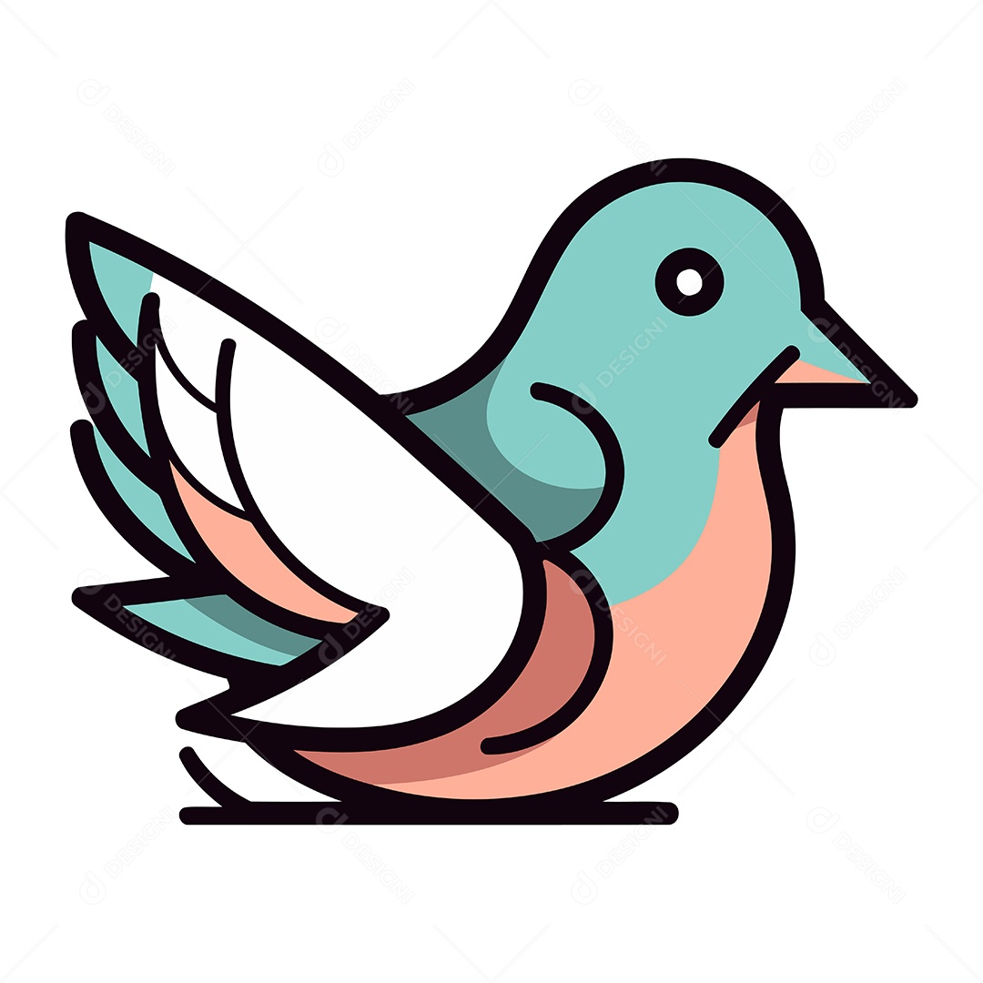 Pássaro Fofo de Desenho Animado Ilustração Vetor EPS