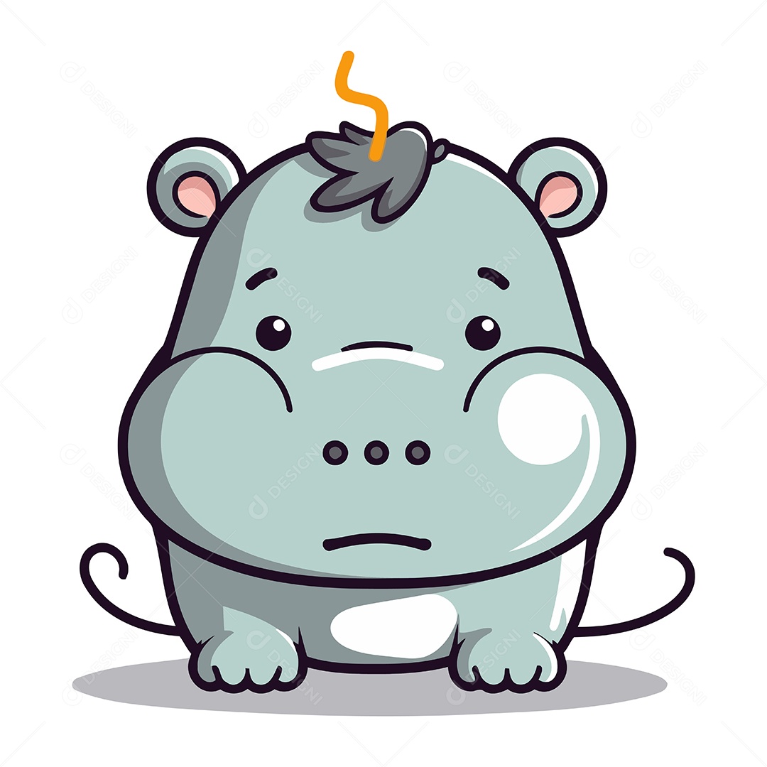 Hipopótamo Fofo de Desenho Animado Ilustração Vetor EPS