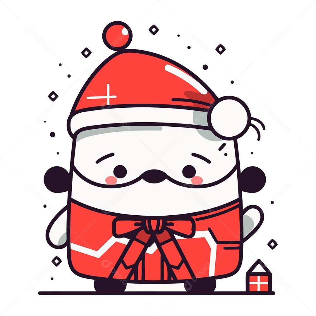 Papai Noel Fofo de Desenho Animado Ilustração Vetor EPS