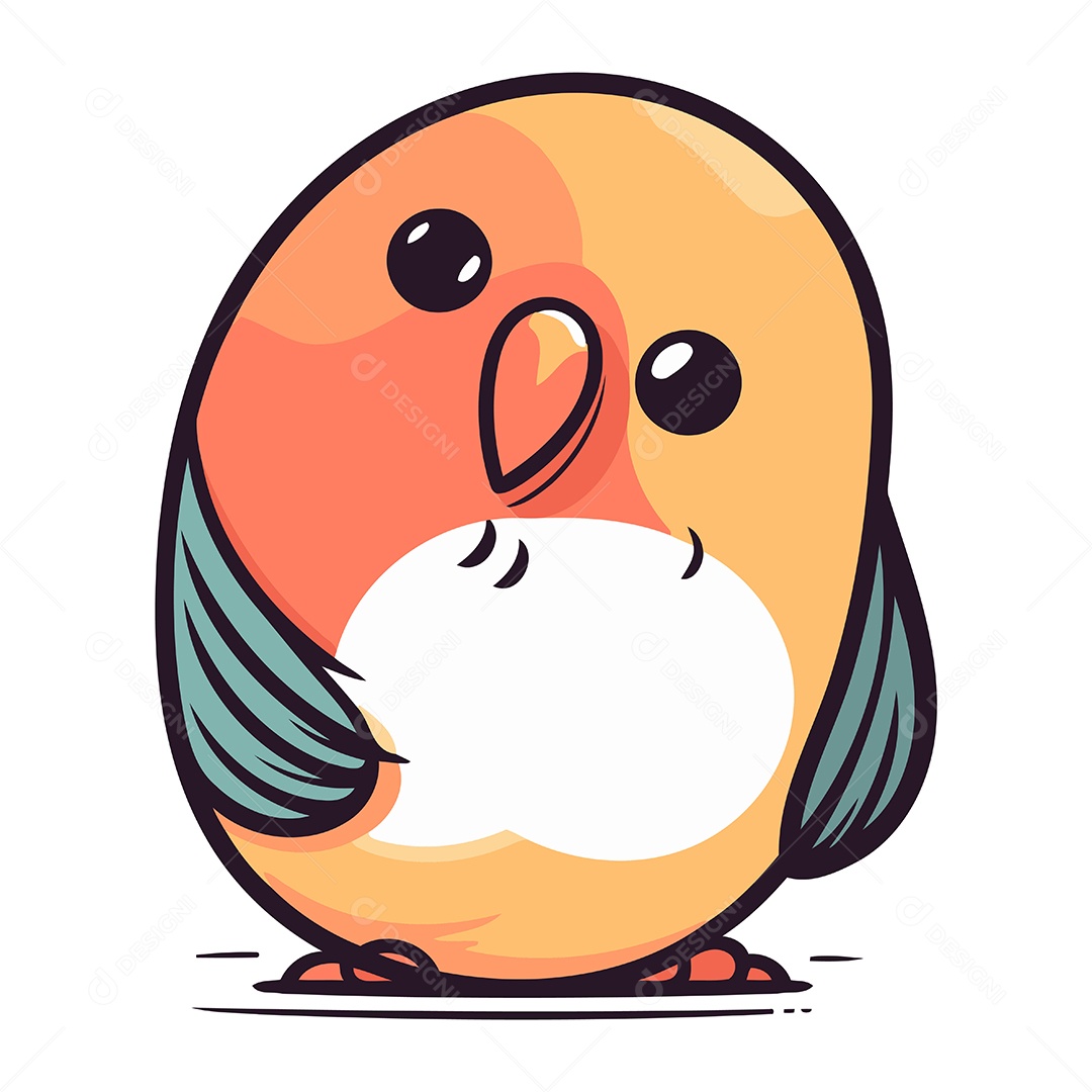 Passarinho Fofo de Desenho Animado Ilustração Vetor EPS