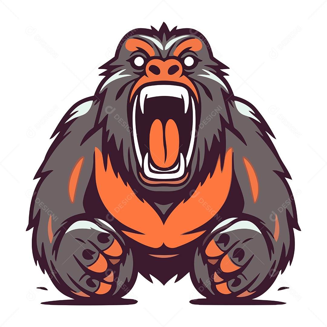 Gorila de Desenho Animado Ilustração Vetor EPS