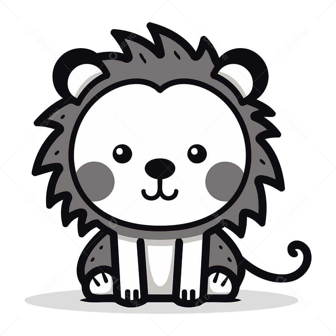 Leão Fofo de Desenho Animado Ilustração Vetor EPS