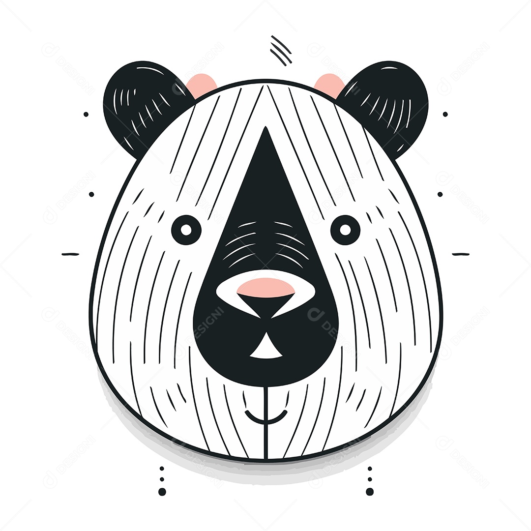 Cabeça de Panda Fofa Ilustração Vetor EPS