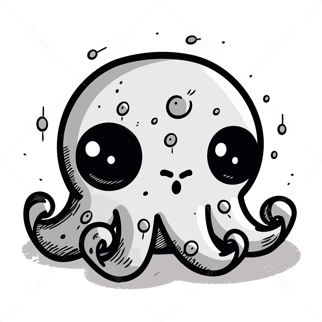 Polvo Fofo de Desenho Animado Ilustração Vetor EPS