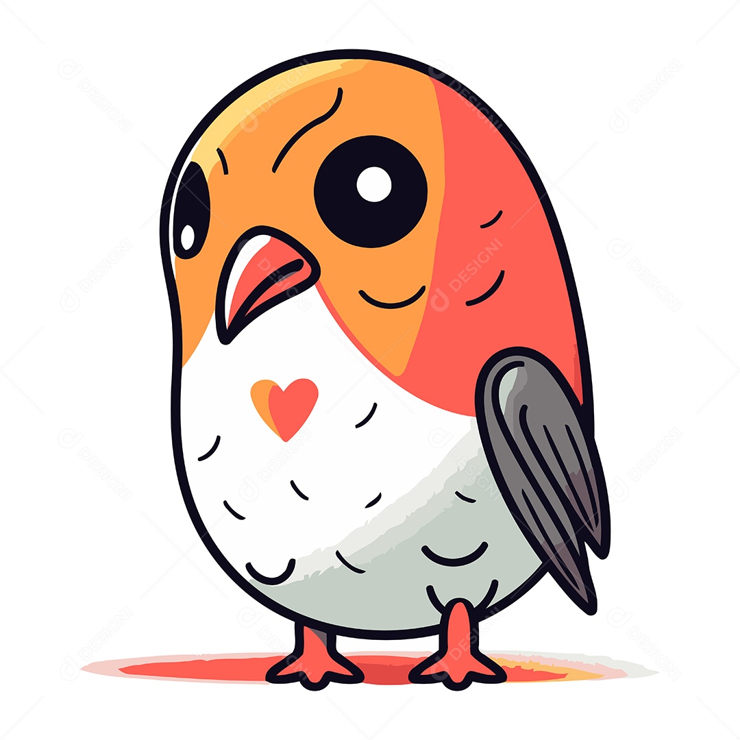 Pássaro Fofo de Desenho Animado Ilustração Vetor EPS