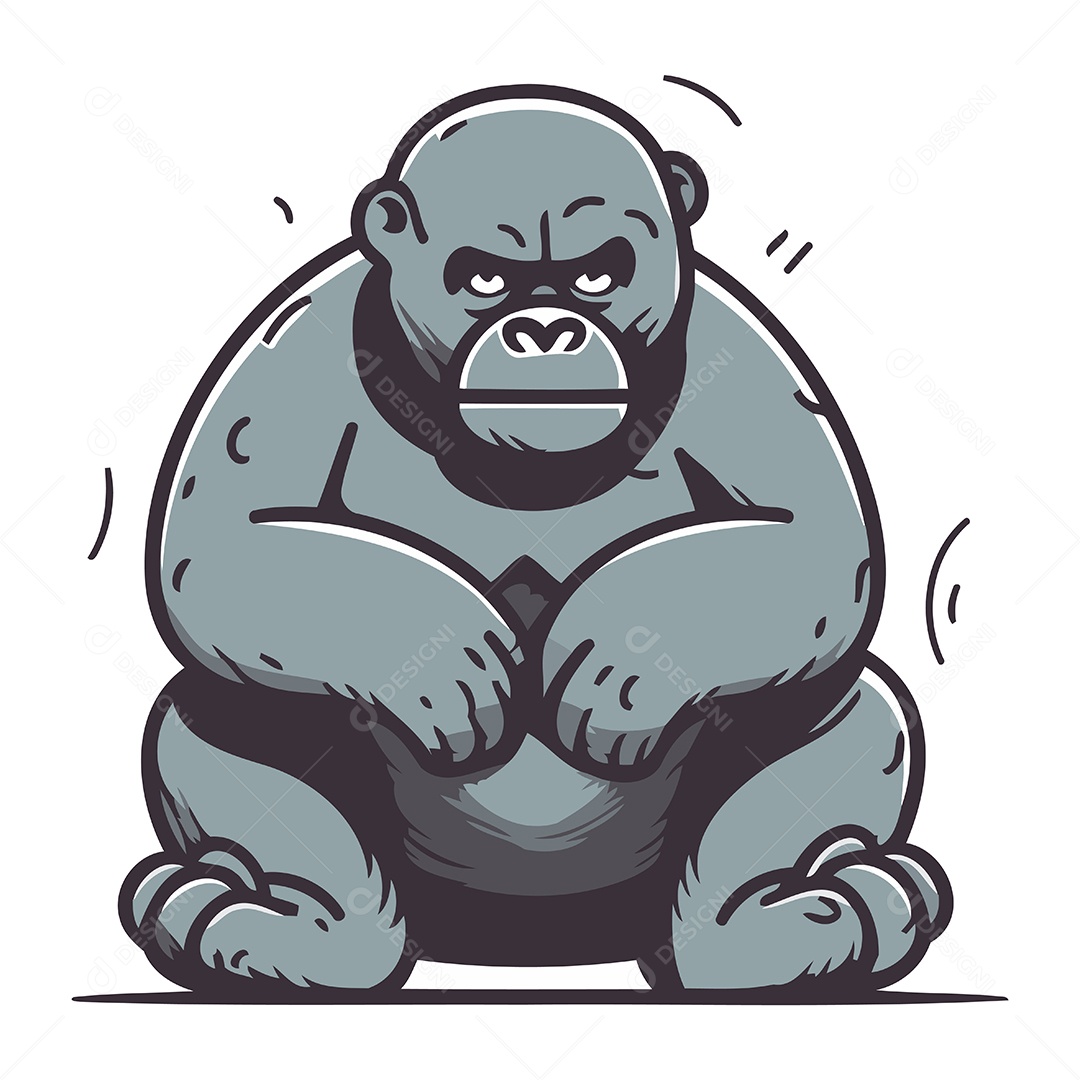 Gorila Furioso de Desenho Animado Ilustração Vetor EPS