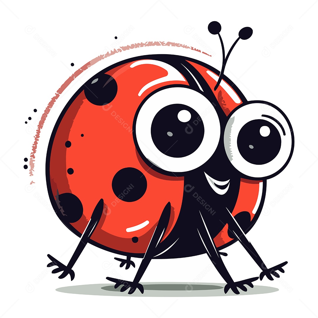 Joaninha de Desenho Animado Ilustração Vetor EPS