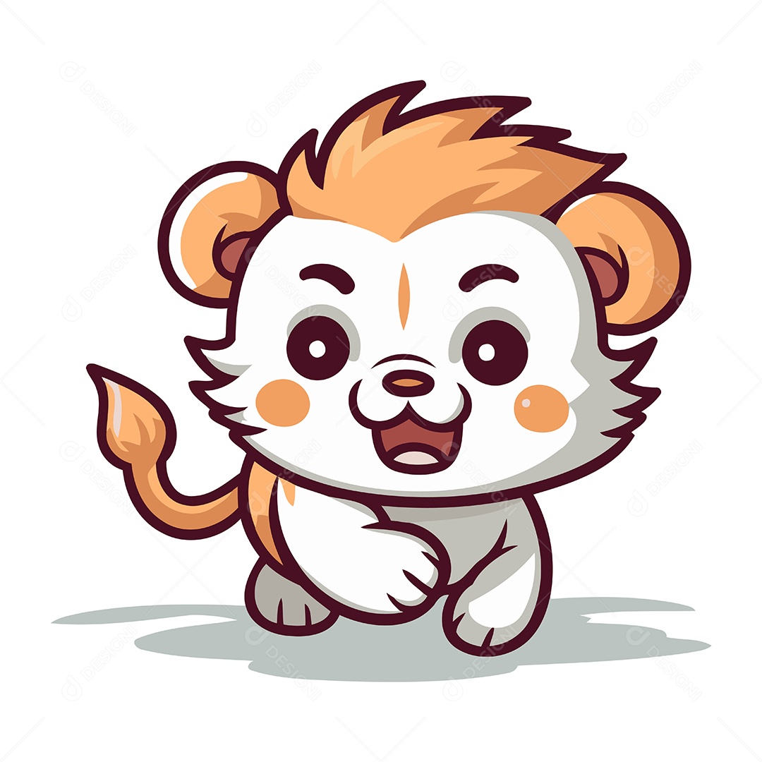 Leão Fofo de Desenho Animado Ilustração Vetor EPS