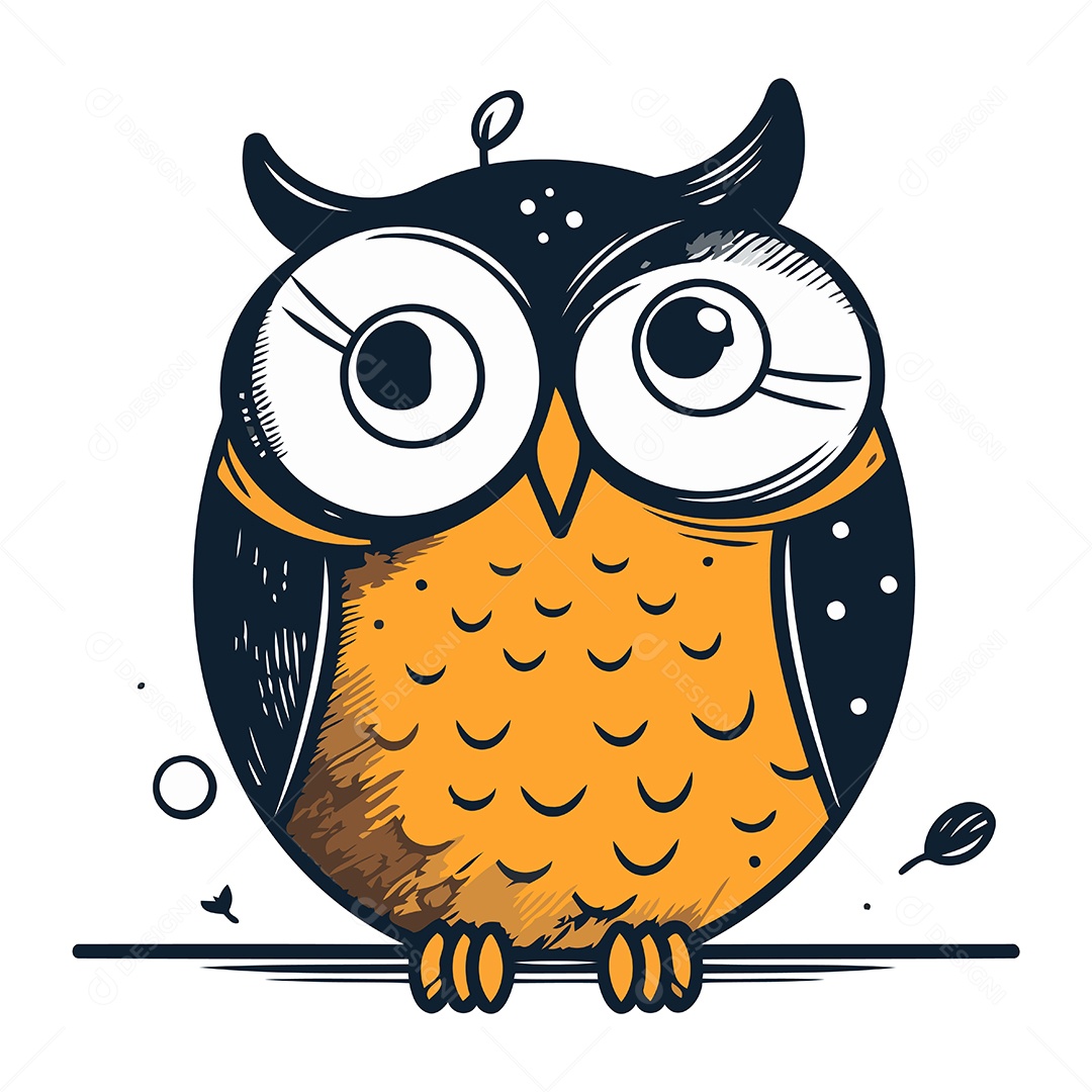 Coruja Fofa de Desenho Animado Ilustração Vetor EPS