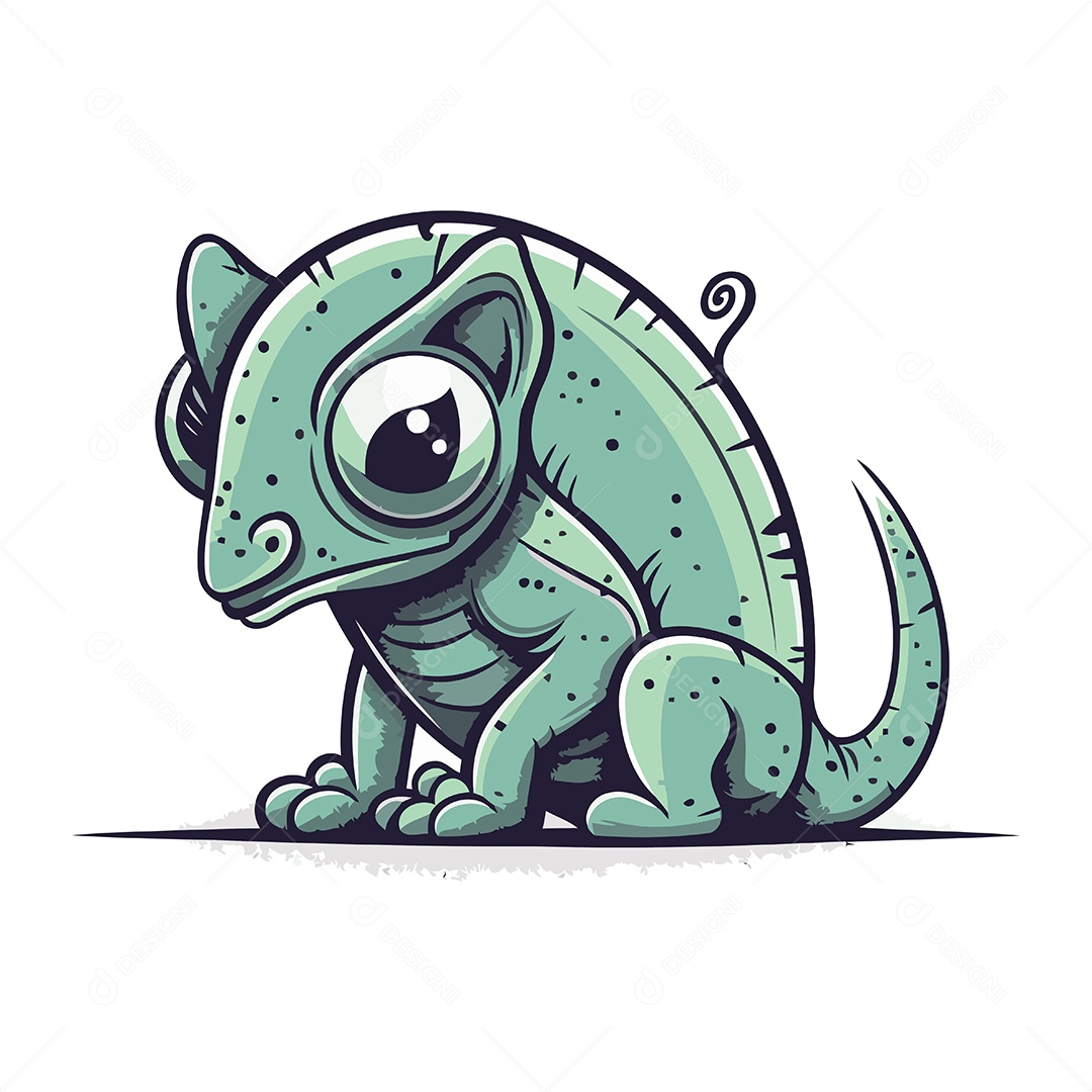 Camaleão de Desenho Animado Ilustração Vetor EPS