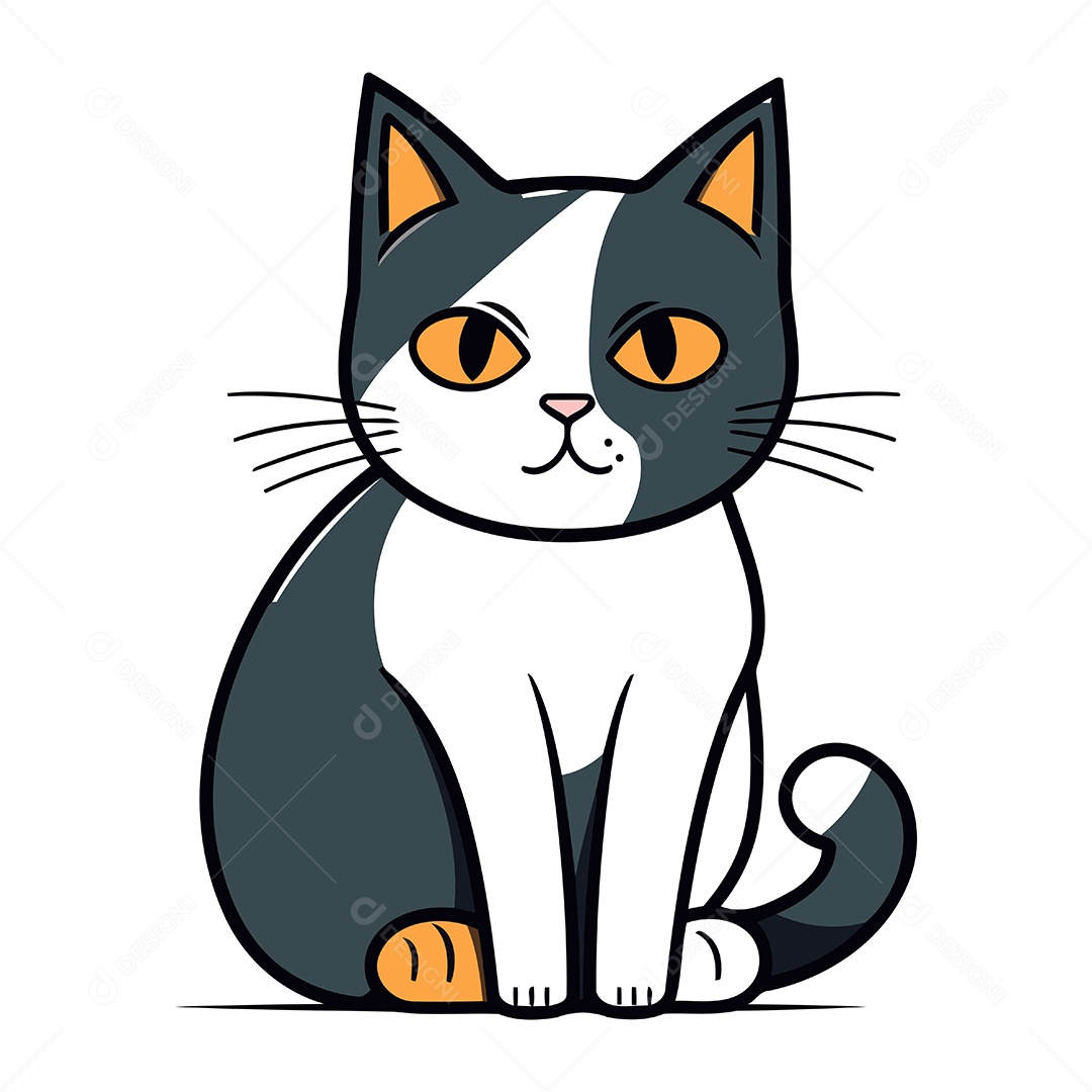 Gato Fofo de Desenho Animado Ilustração Vetor EPS