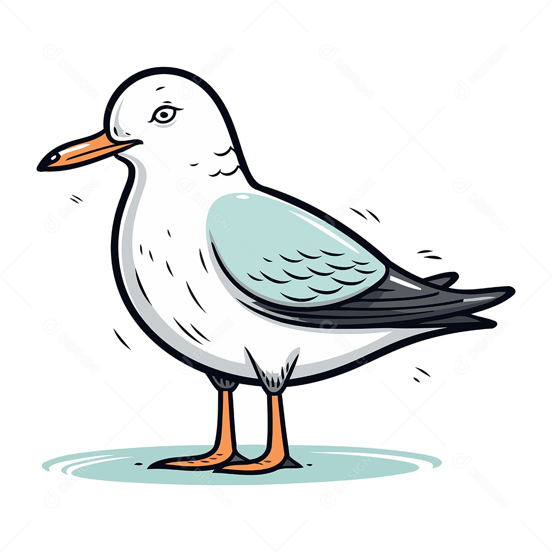Gaivota de Desenho Animado Ilustração Vetor EPS