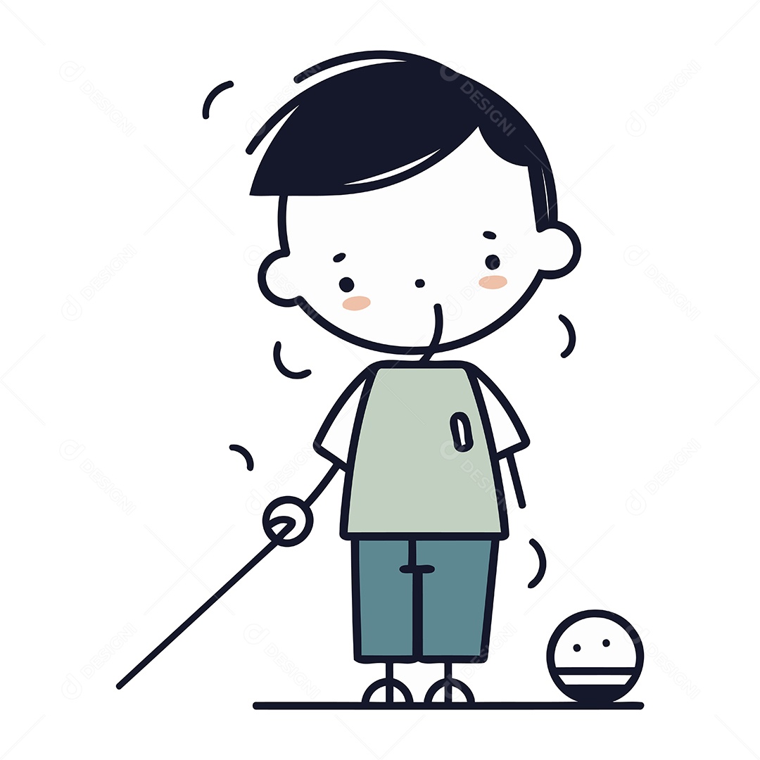 Menino Jogando Golfe de Desenho Animado Ilustração Vetor EPS