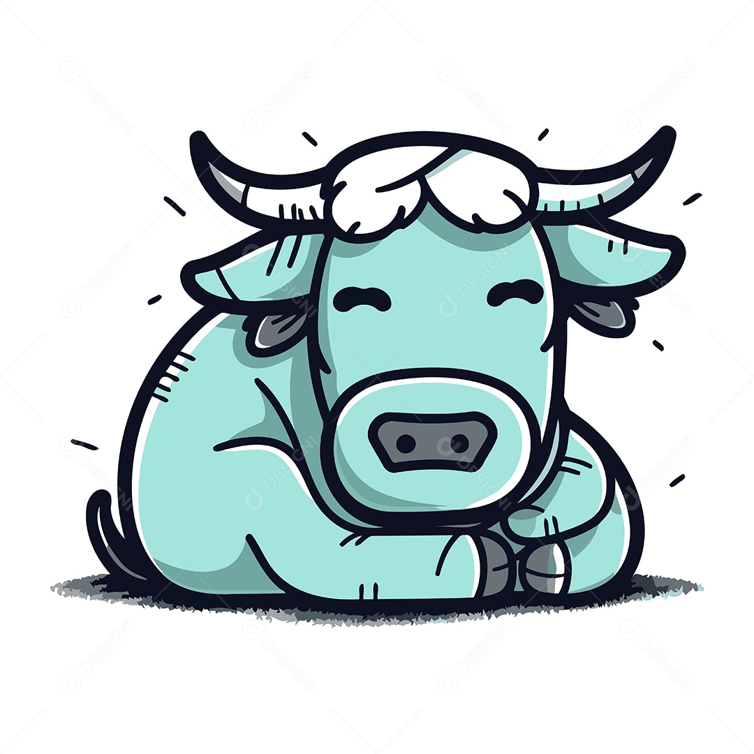 Touro de Desenho Animado Ilustração Vetor EPS