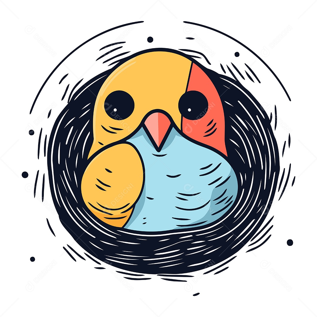 Papagaio Fofo no Ninho Ilustração Vetor EPS