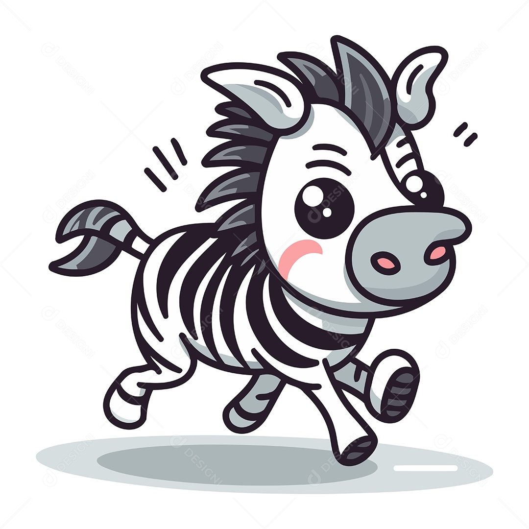 Zebra Fofa de Desenho Animado Ilustração Vetor EPS