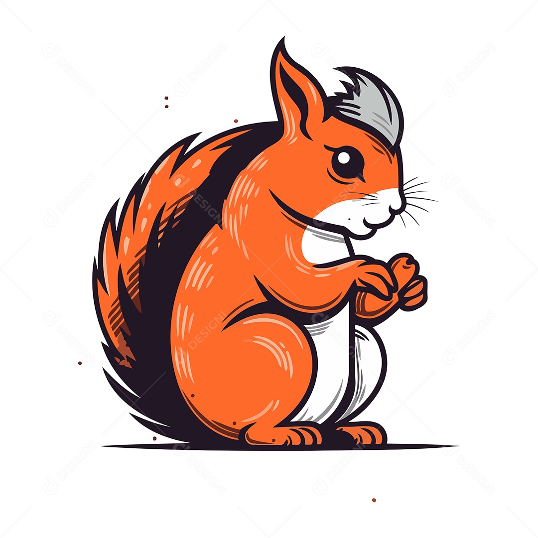 Esquilo de Desenho Animado Ilustração Vetor EPS