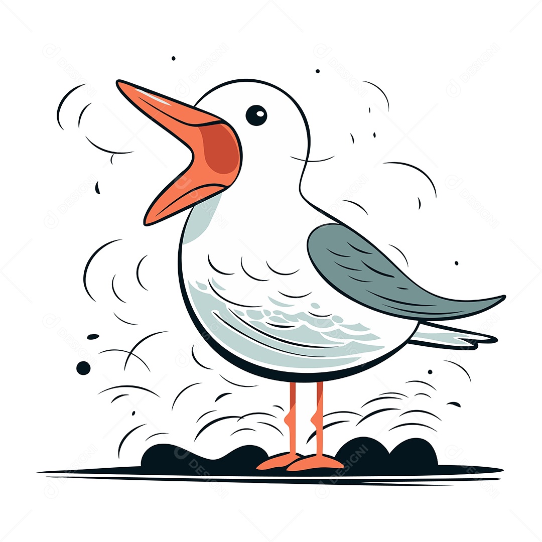 Gaivota de Desenho Animado Ilustração Vetor EPS