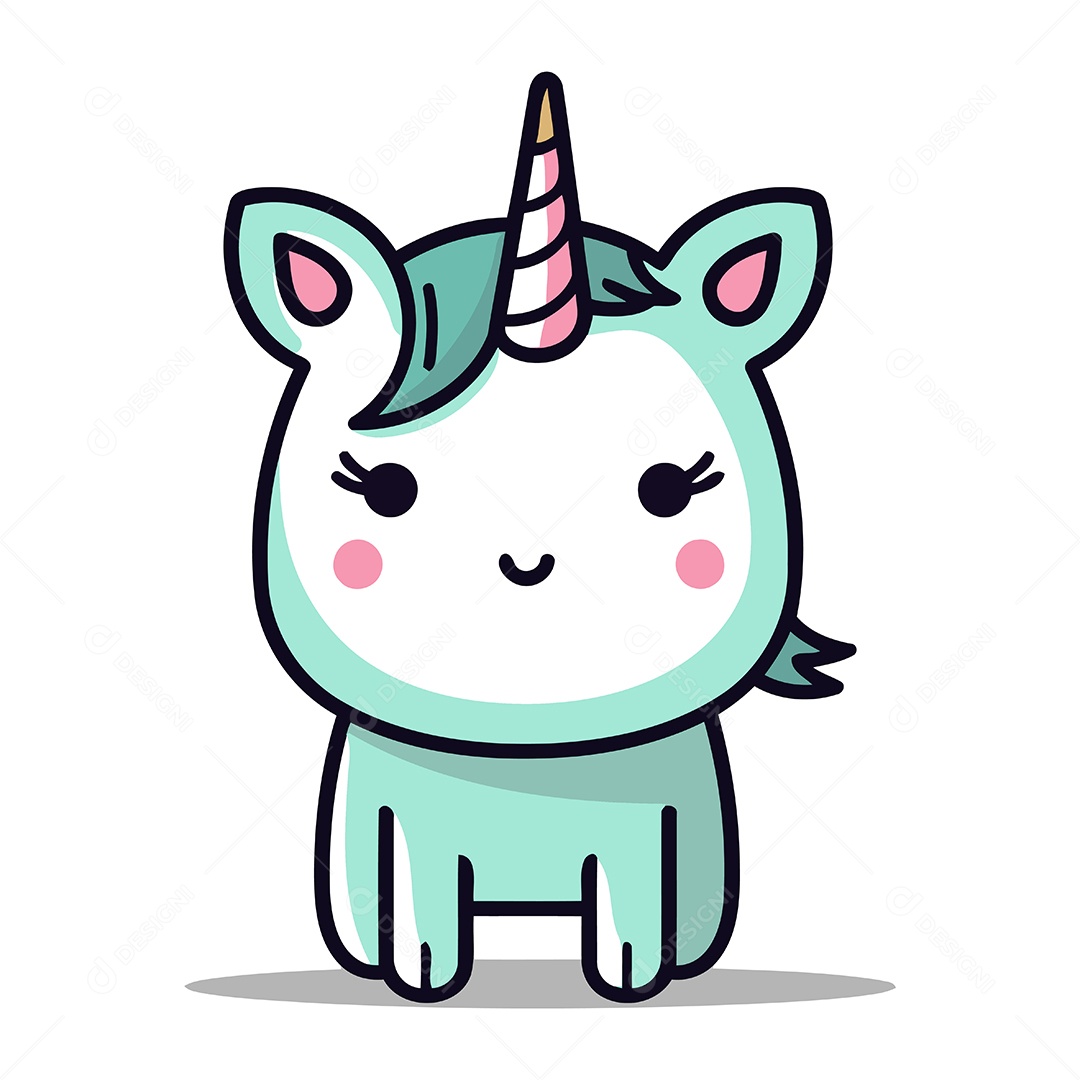 Unicórnio Bonito de Desenho Animado Ilustração Vetor EPS