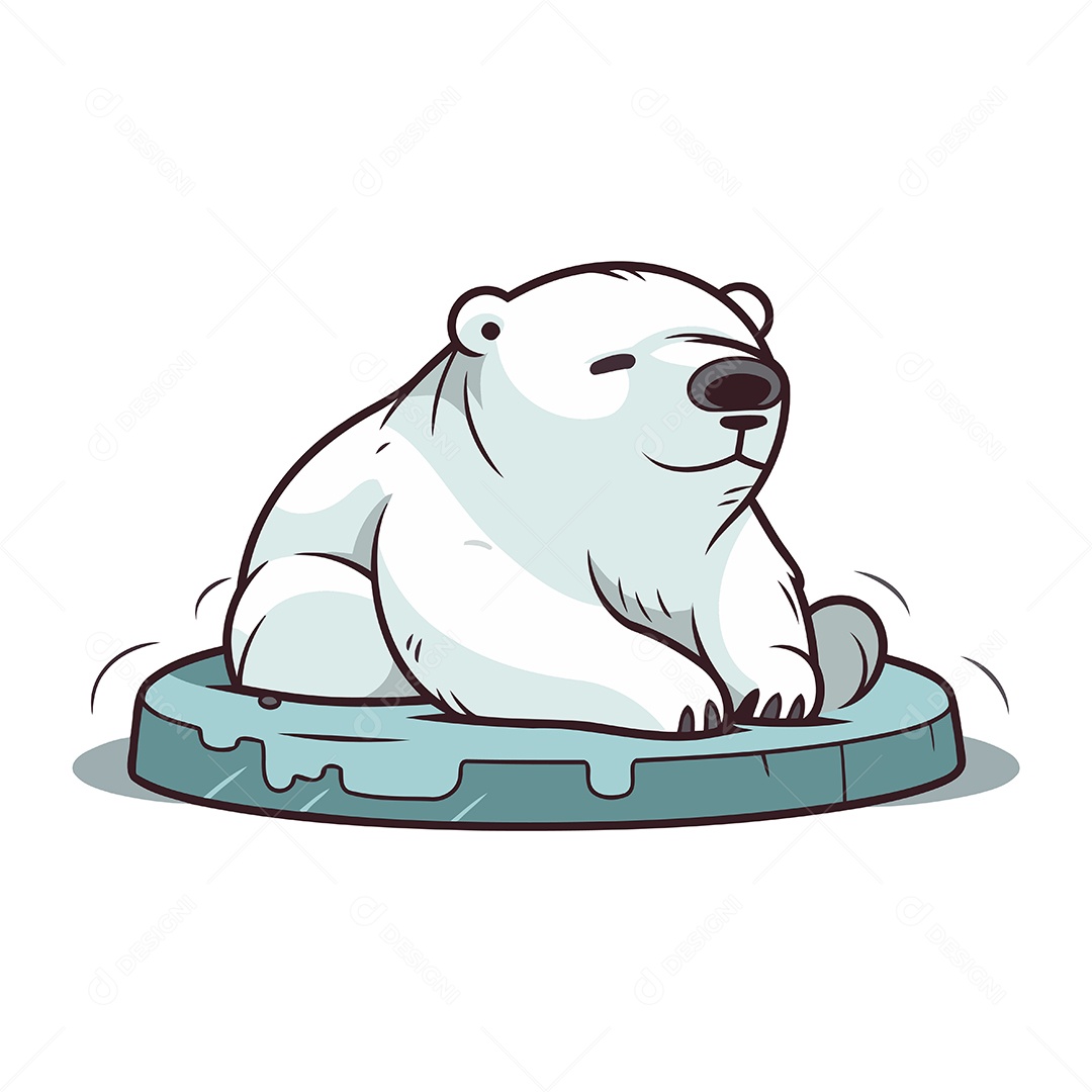 Urso Polar em um Bloco de Gelo Ilustração Vetor EPS