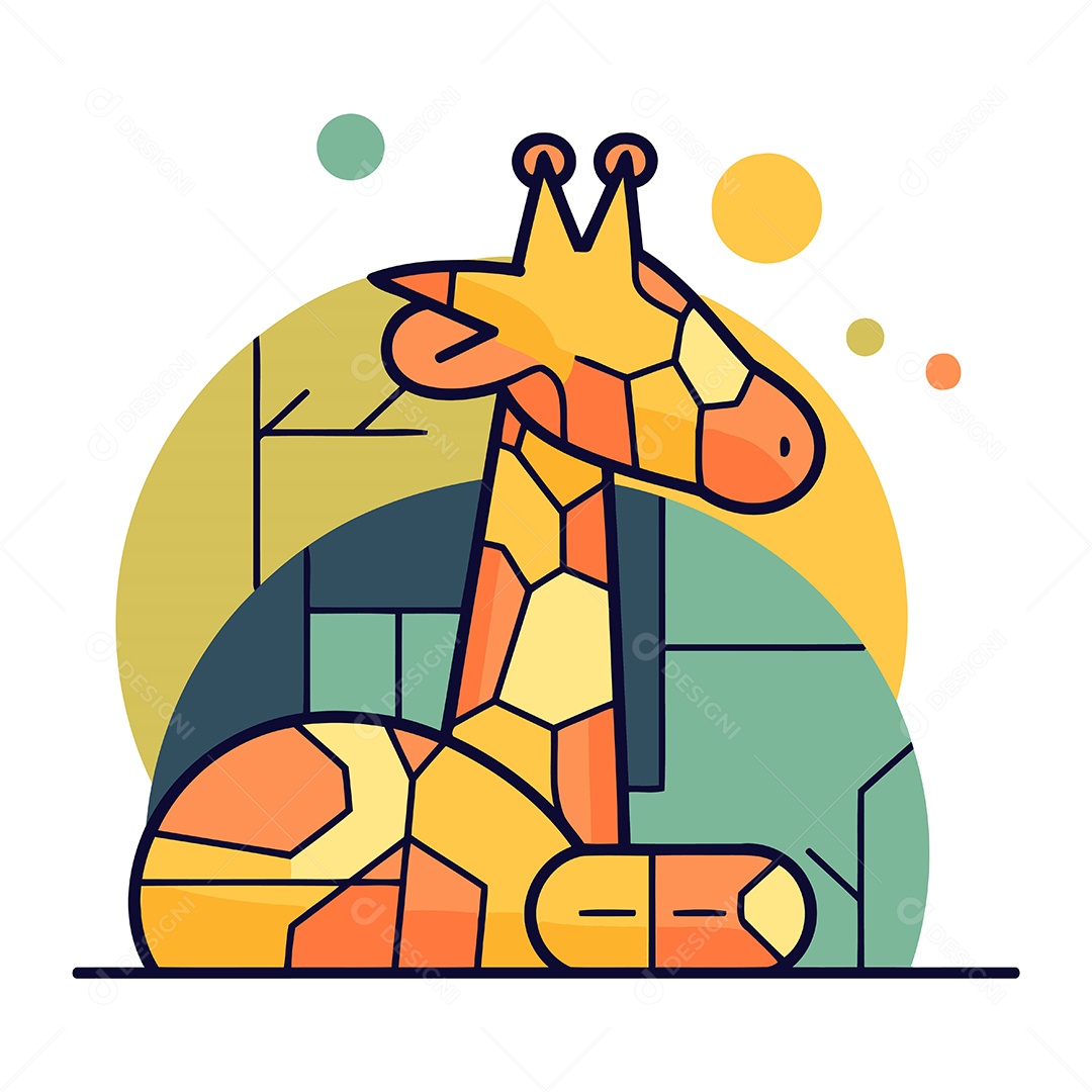 Girafa de Desenho Animado Ilustração Vetor EPS