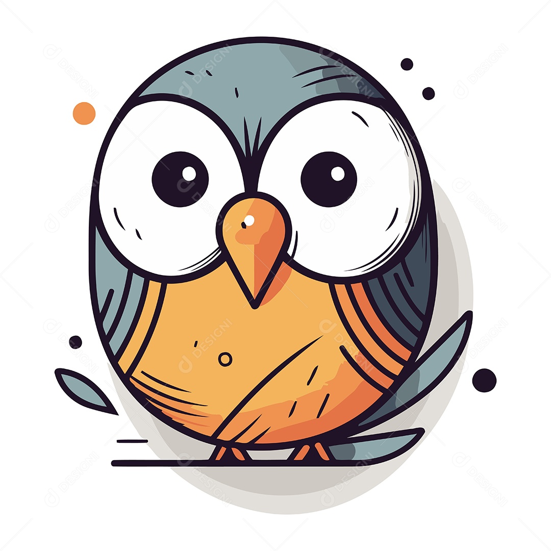 Coruja Fofa de Desenho Animado Ilustração Vetor EPS