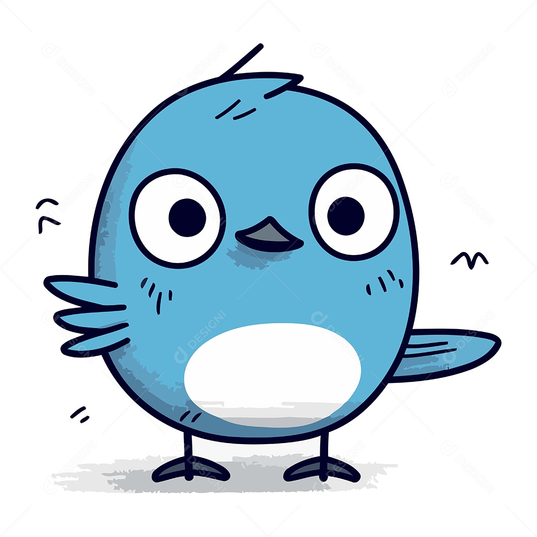 Pássaro Azul de Desenho Animado Ilustração Vetor EPS