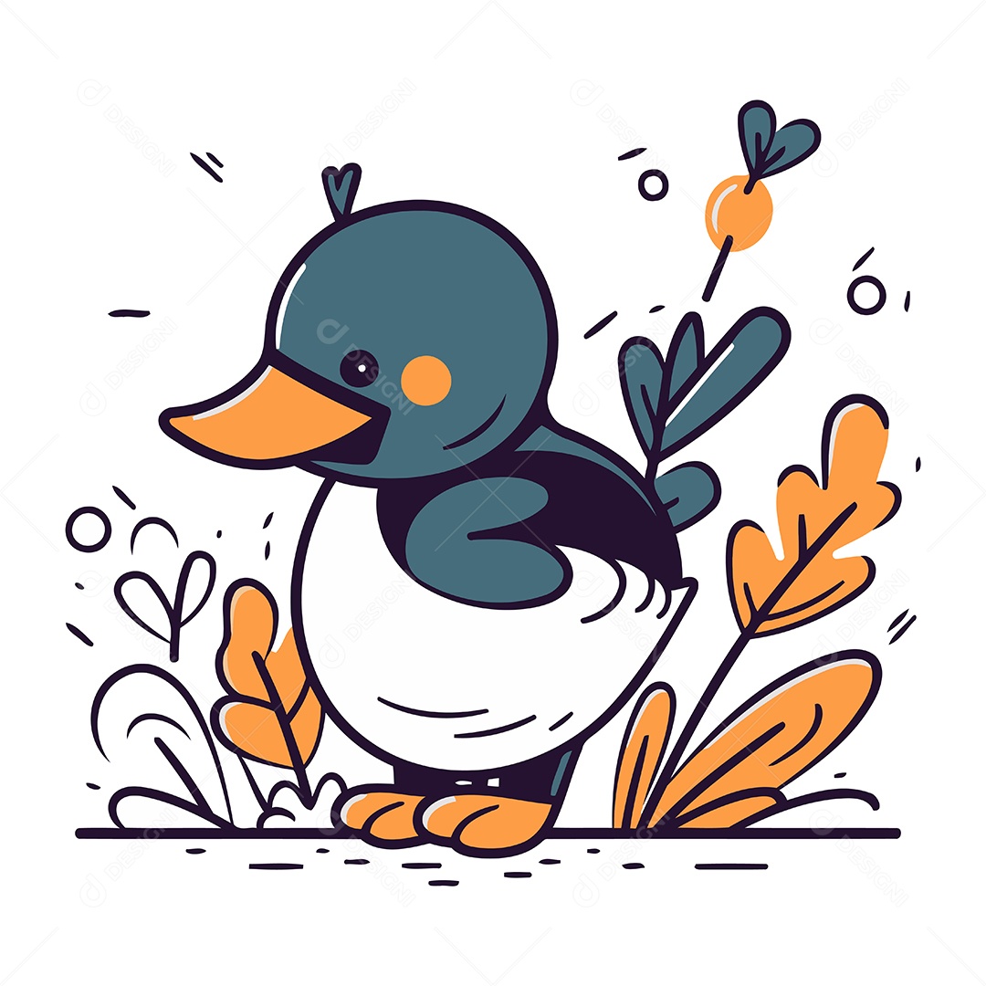 Pato de Desenho Animado Ilustração Vetor EPS
