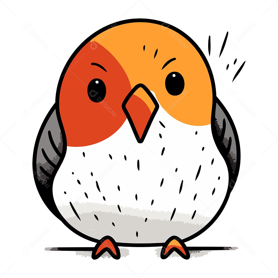 Pássaro Fofo de Desenho Animado Ilustração Vetor EPS