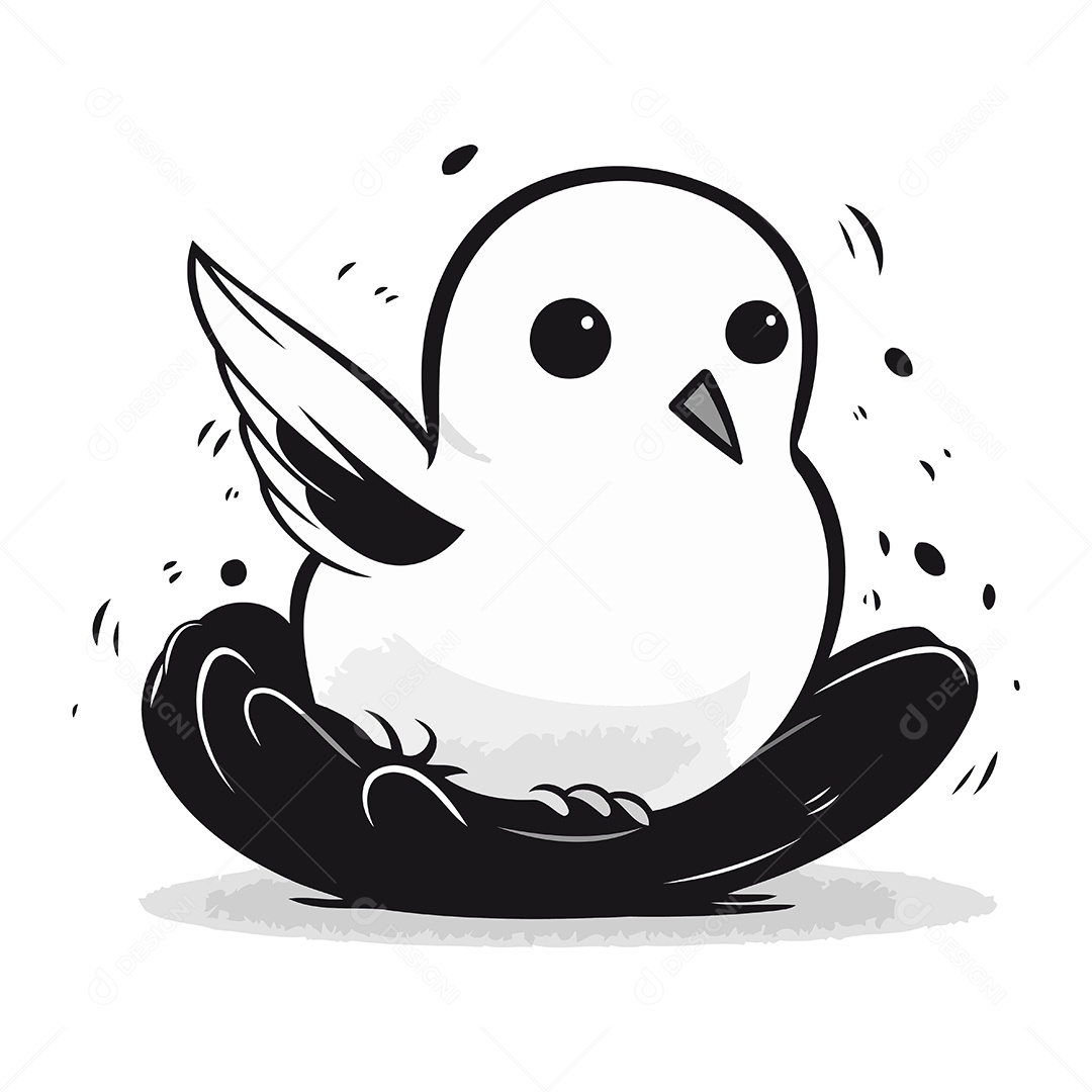 Pássaro Fofo no Ninho Ilustração Vetor EPS