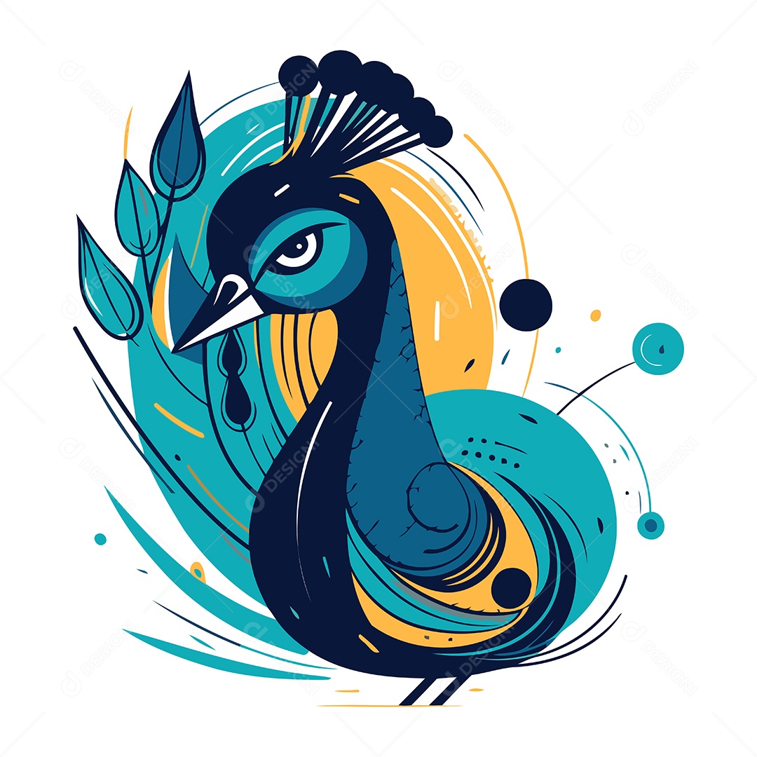 Pavão de Desenho Animado Ilustração Vetor EPS