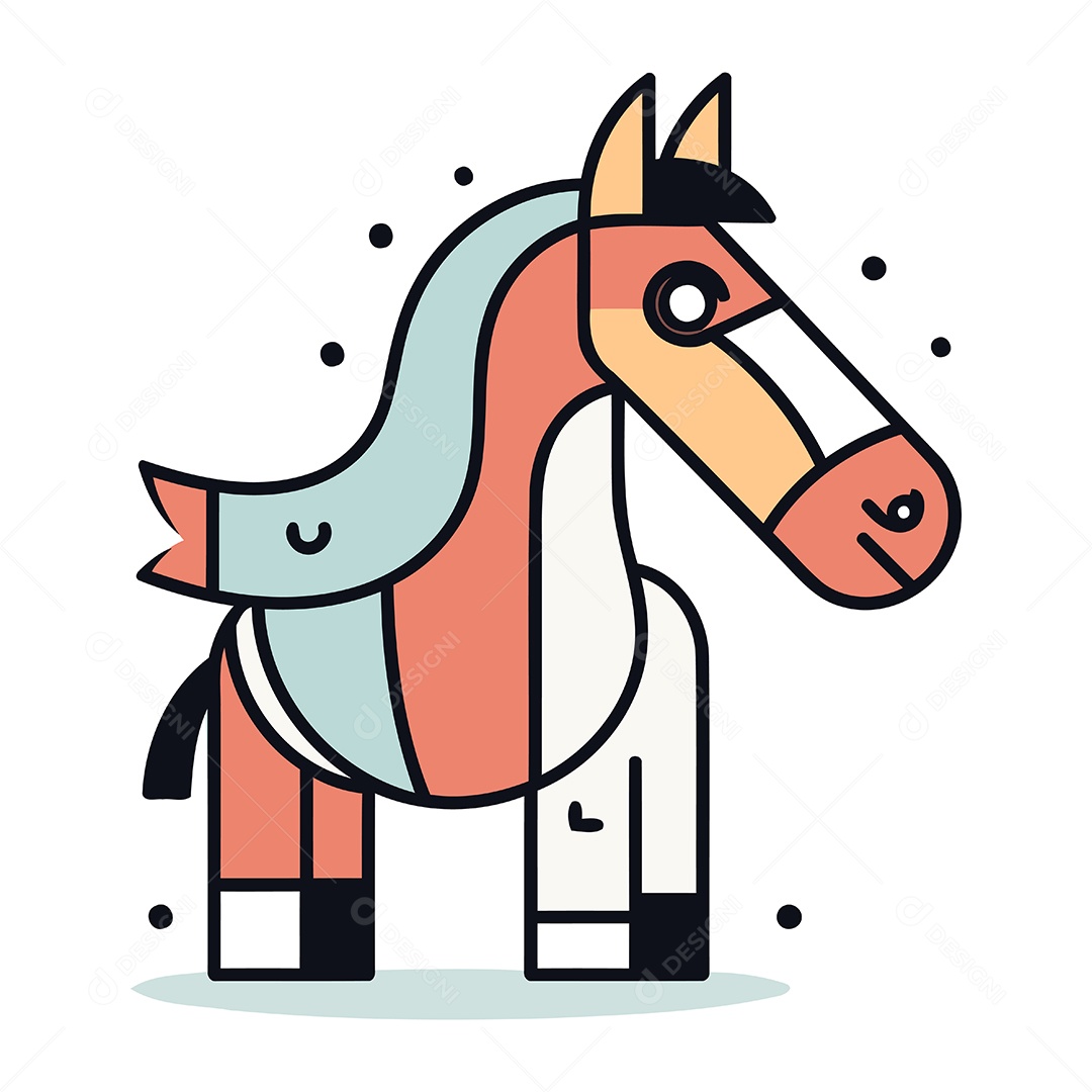 Cavalo de Desenho Animado Ilustração Vetor EPS