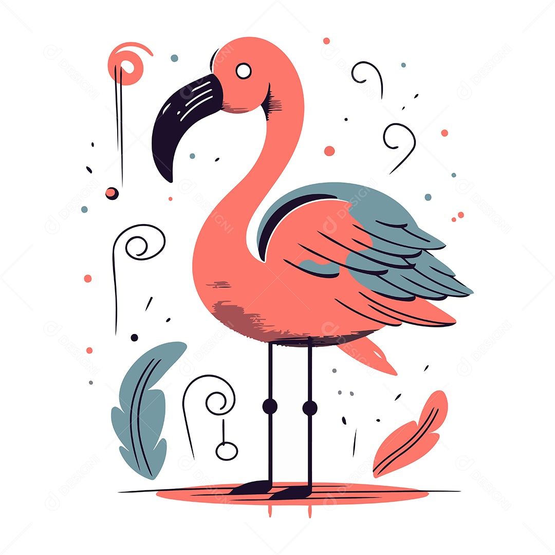 Flamingo de Desenho Animado Ilustração Vetor EPS