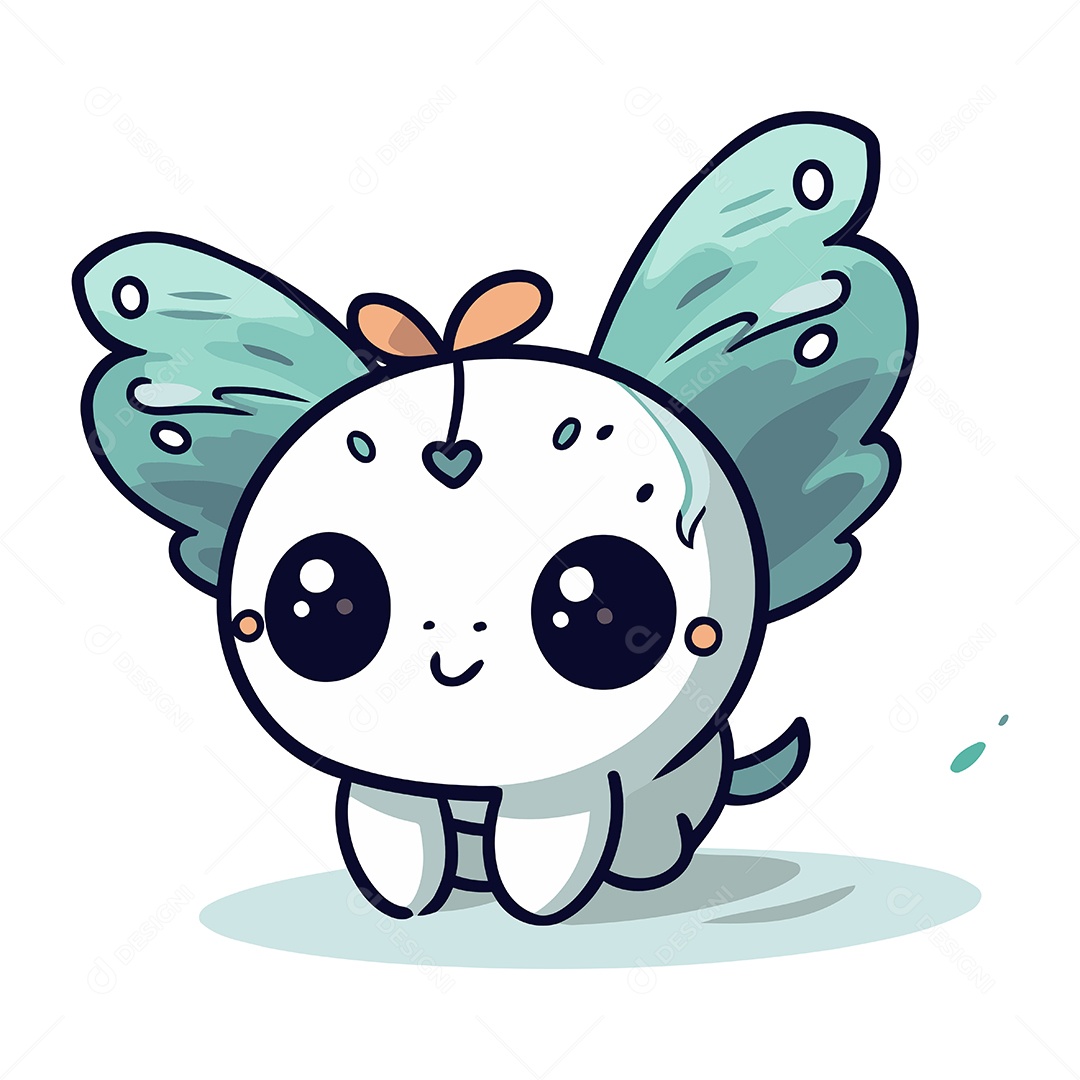 Borboleta Fofa de Desenho Animado Ilustração Vetor EPS