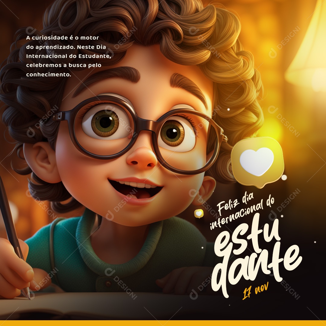 Feed Feliz Dia Internacional Do Estudante Social Media PSD Editável