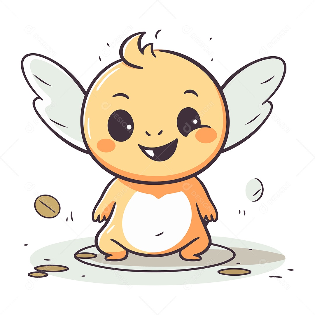 Anjinho Fofo de Desenho Animado Ilustração Vetor EPS