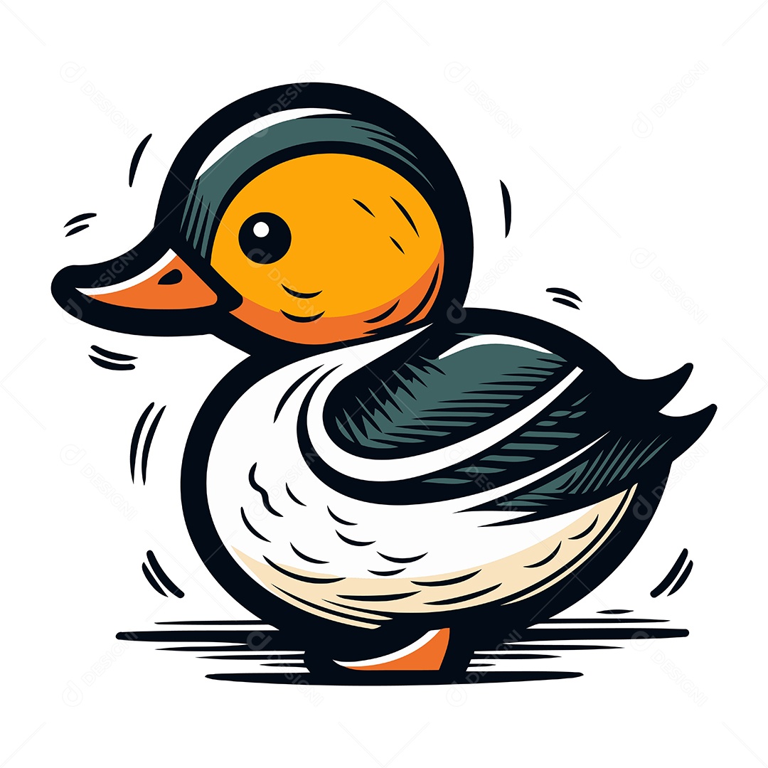 Pato de Desenho Animado Ilustração Vetor EPS