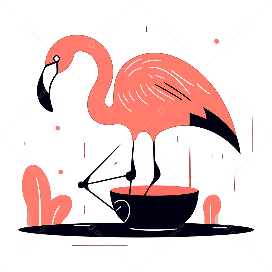 Flamingo em uma Tigela Ilustração Vetor EPS