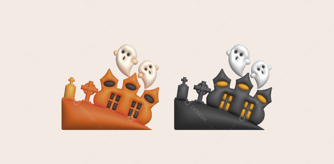 Castelo do Halloween Ilustração 3D Vetor EPS