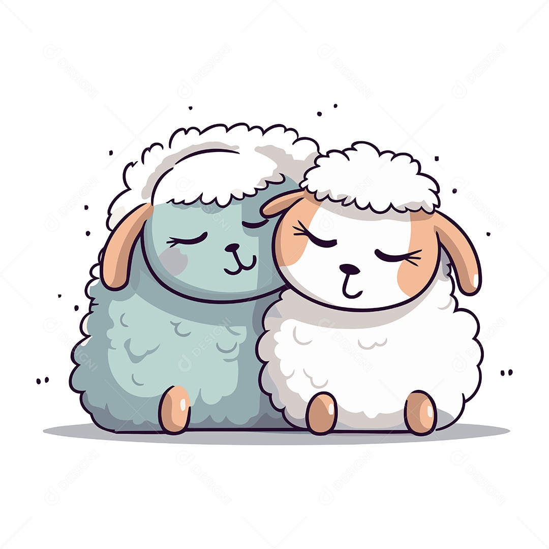 Ovelhas Fofa de Desenho Animado Ilustração Vetor EPS