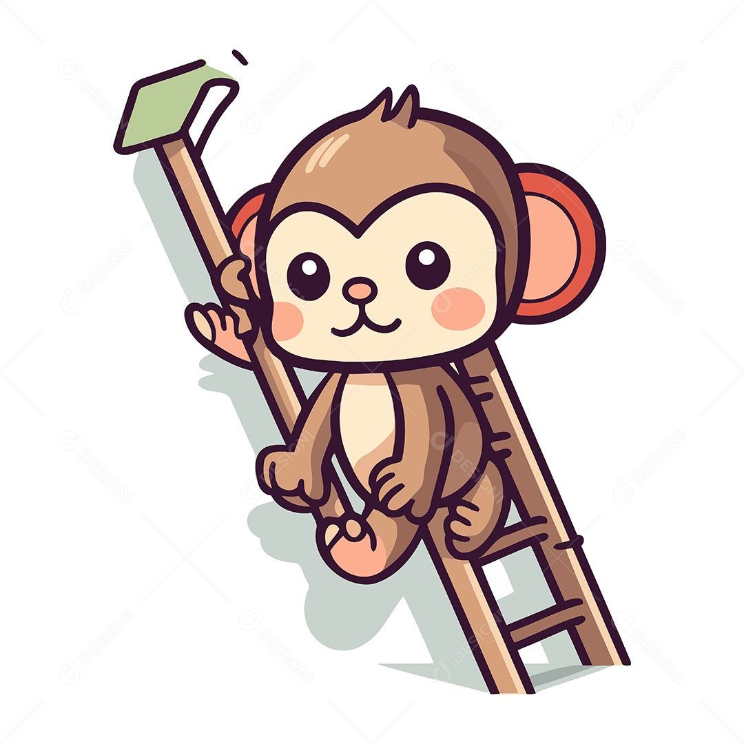Macaco Subindo a Escada Ilustração Vetor EPS