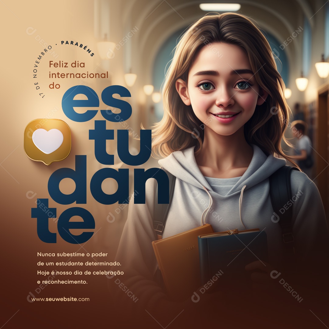 Social Media Feed Feliz Dia Internacional Do Estudante PSD Editável