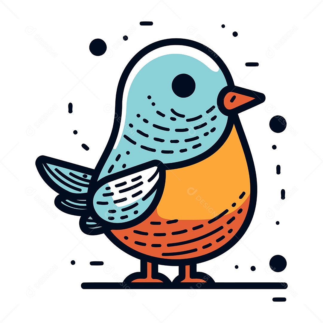 Pássaro Fofo de Desenho Animado Ilustração Vetor EPS