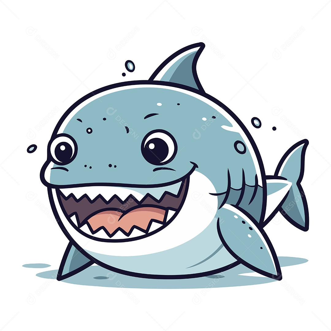 Tubarão de Desenho Animado Ilustração Vetor EPS